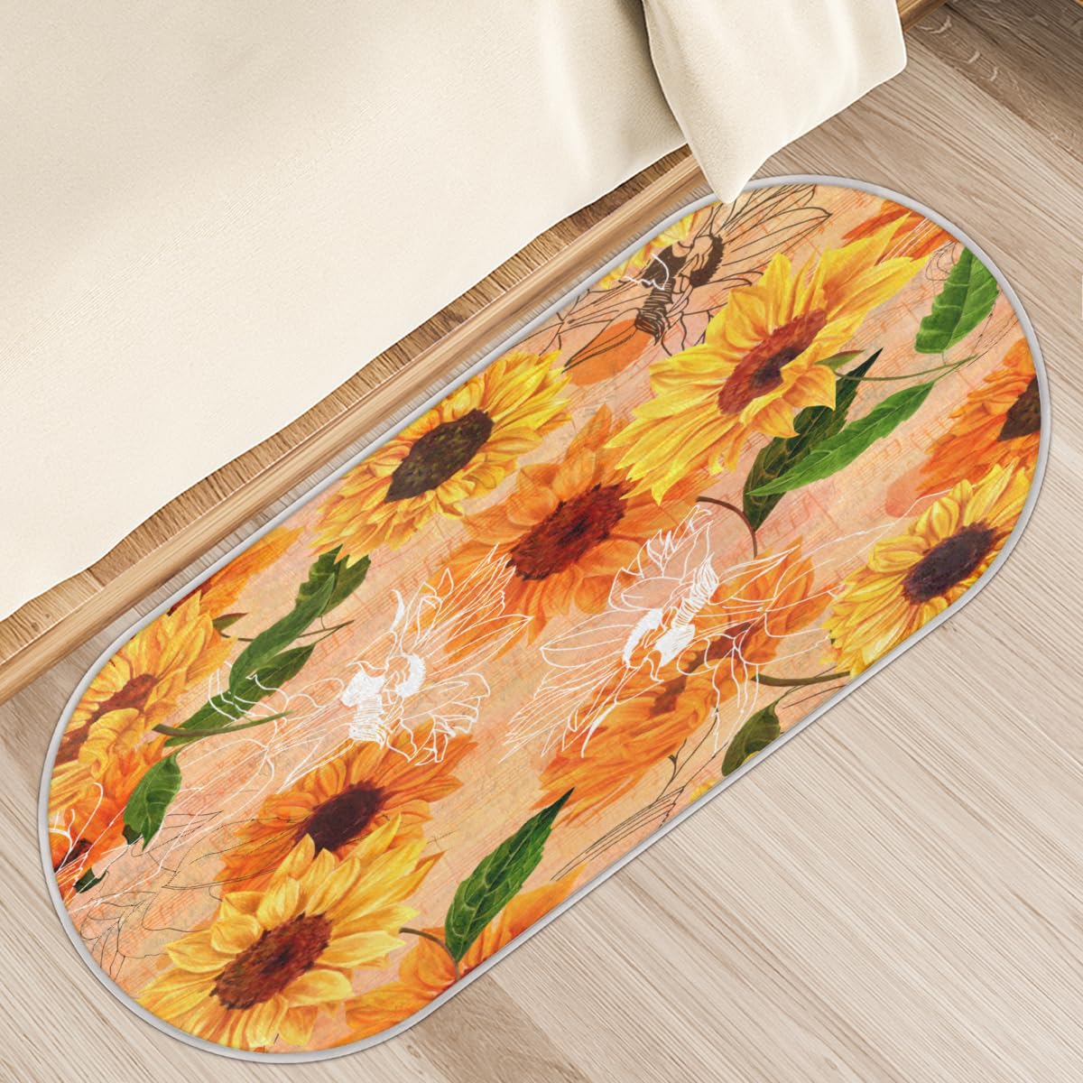 Tapis à poils longs tournesol 50x120 cm pour cuisine et couloir