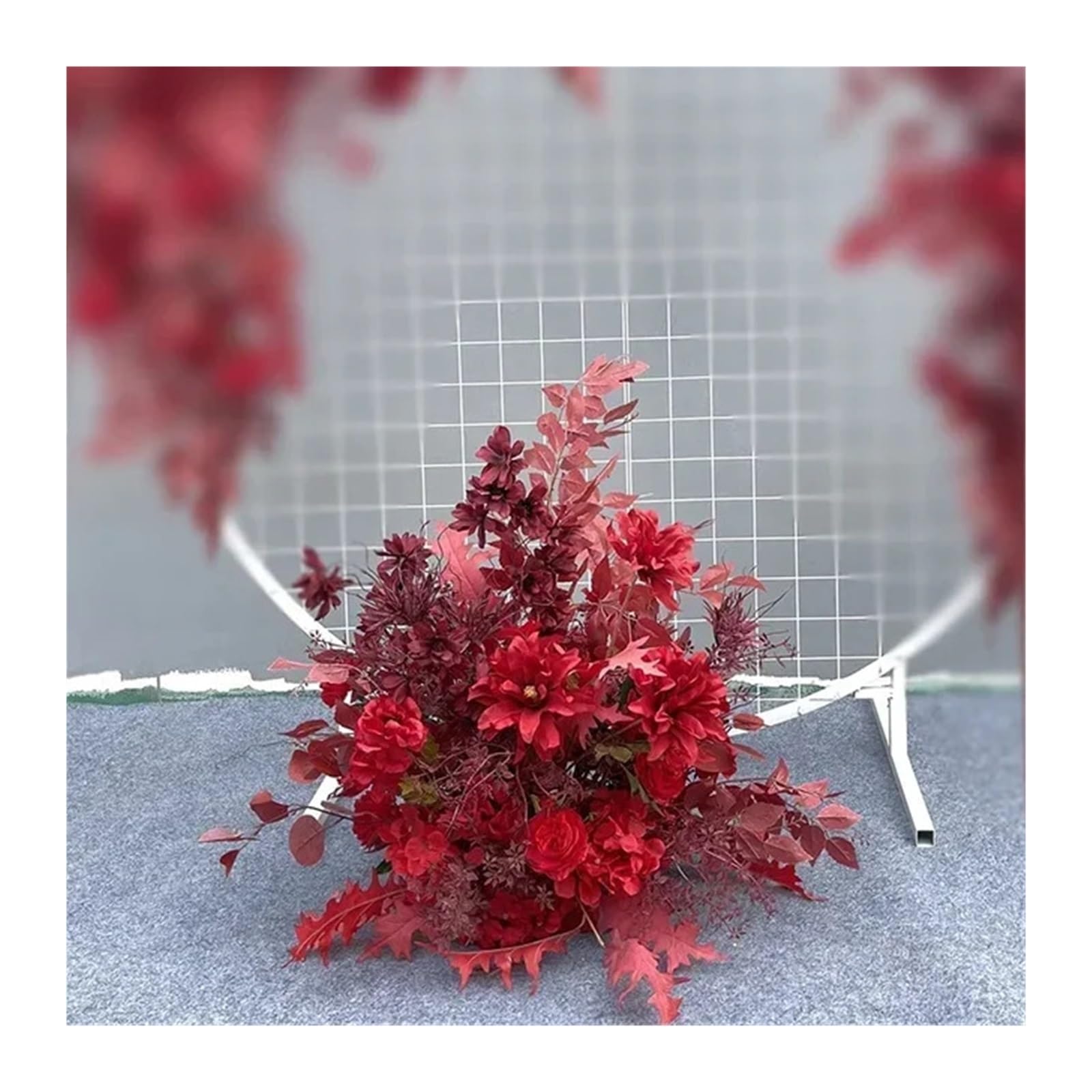 Zymjzbetic S Red Artificial Wedding Arch Flowers Kit Wedding Flower Artificia Silk Flowers Window Decoration Props T Stage Leaf Hanging(S Red)