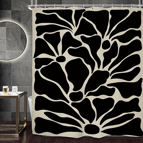 Miniatura 12 de Miyotaa Juego de cortina de ducha retro a cuadros de 60 pulgadas de ancho x 71 pulgadas de alto, 70, colorido, estético, moderno, pastel, Y2K,