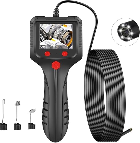 Cámara endoscopio con luz, boroscopio, cámara de detección impermeable de mano, cámara de alcantarillado con pantalla LCD de 2.4 pulgadas, cámara de