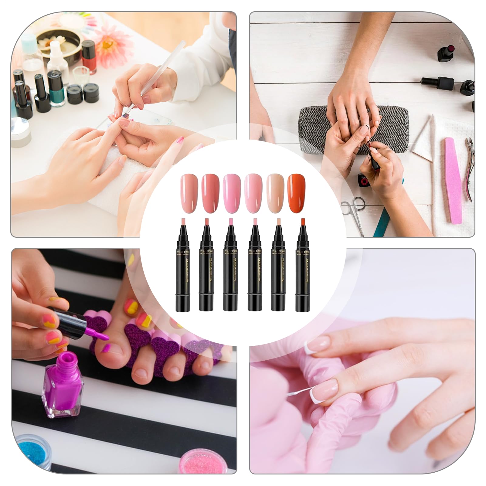 Set Di Smalti Per Unghie In Gel, Penne Artistiche Pers Smalto, Kit Di Arte Dello Smalto Per Unghie Ad Asciugatura Rapida A 6 Colori, Per Una Manicure Professionale