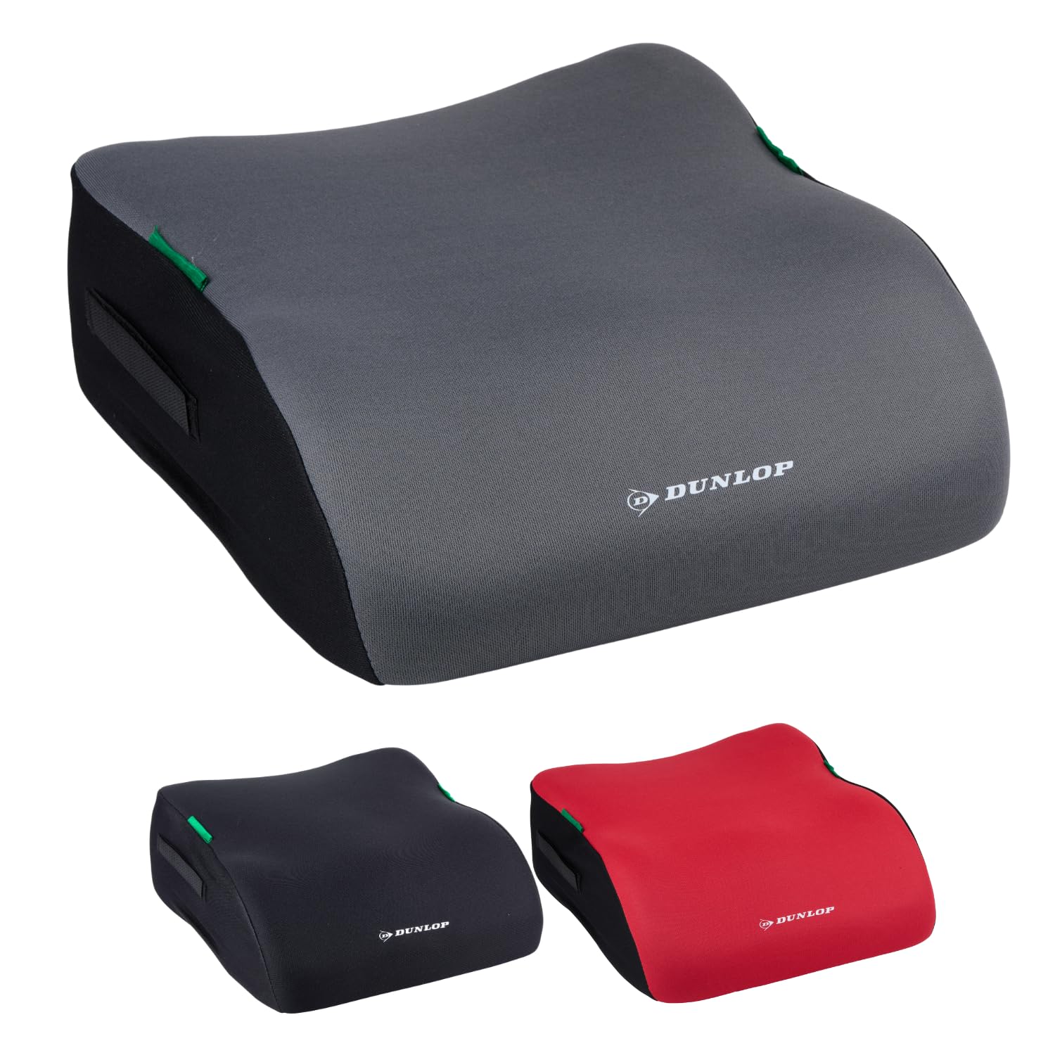 Dunlop Sitzerhöhung Auto Kinder Grau - Kindersitzerhöhung ECE R129 - Ergonomischer Kindersitz Ab 3 Jahre - Kinderautositz Mit Waschbarem Bezug - Sitzkissen Auto Für Kinder 135-150 cm