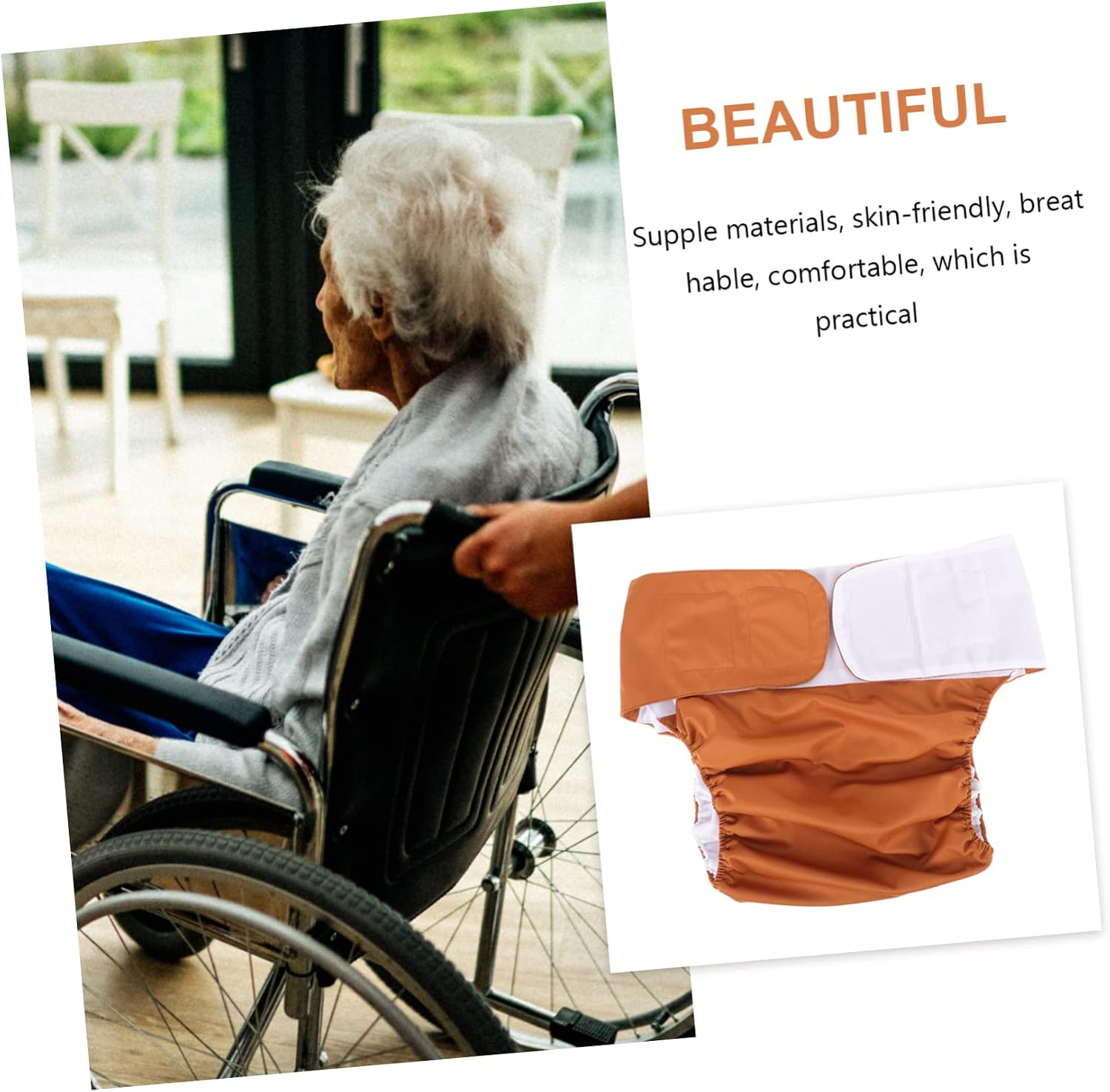 NOLITOY Sticky Urinal Pant for Elderly Washable Reusable Diapers Breathable Material