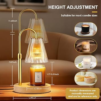 Candle Warmer Lamp with Timer Dimmer, Birthday Gifts for Women Mom Friend Sister, House Warming Gifts New Home Decor, Office Apartment Dorm Room Wax Melt Warmer for Jar Candles with 2 Bulbs