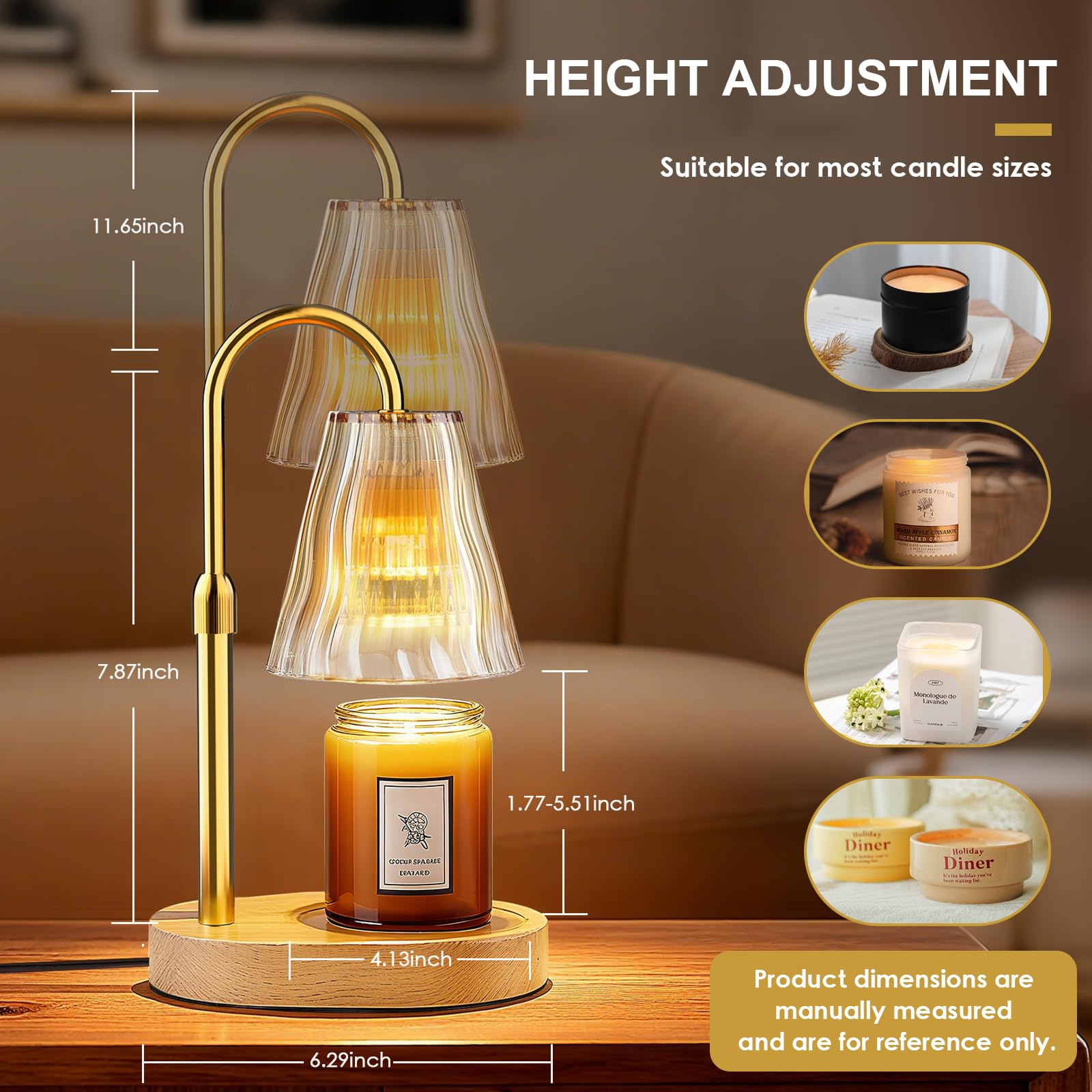 Lampada scalda candela con timer dimmerabile, regalo di compleanno per donne e mamme, decorazione per la casa, nuova decorazione per la casa, scaldacera per candele in barattolo, con 2 lampadine