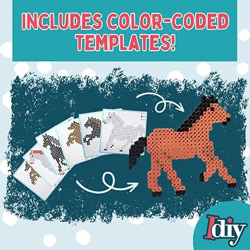 Fuse Beads Super Value Kit- 4000 Beads- Horse Adventure- Includes 10 Colors, 2 Peg Boards, Tweezers, Ironing Paper & Design Templates- DIY Art Craft Project for Kids Vacation, Camp or Gift