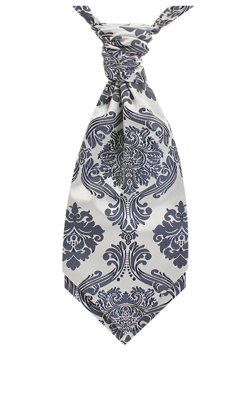 Dobell Men's Navy Blue Victorian Jacquard Cravat