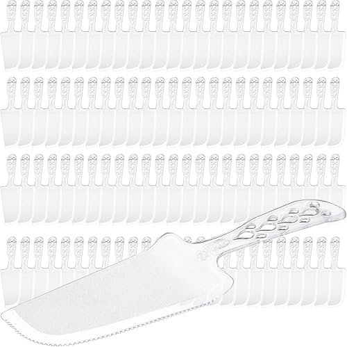 100 piezas de plástico desechables para tartas y servidores de 8 x 2.3 pulgadas, cortador de plástico transparente para tartas, tartas, pizza,