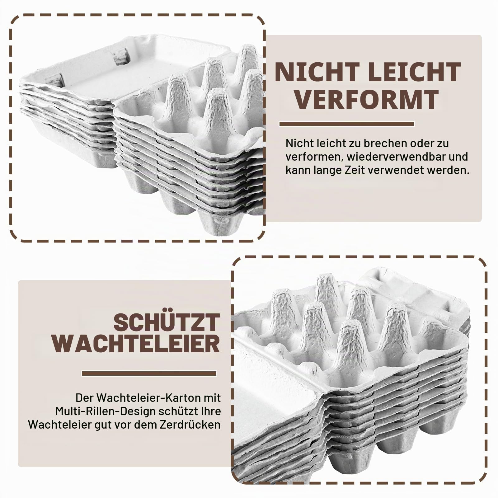 APACALI 60 Stück Wachteleierschachteln aus Pappe, Wachteln Eierschachteln 12 Gitter, Wachtelei Schachteln mit Deckel
