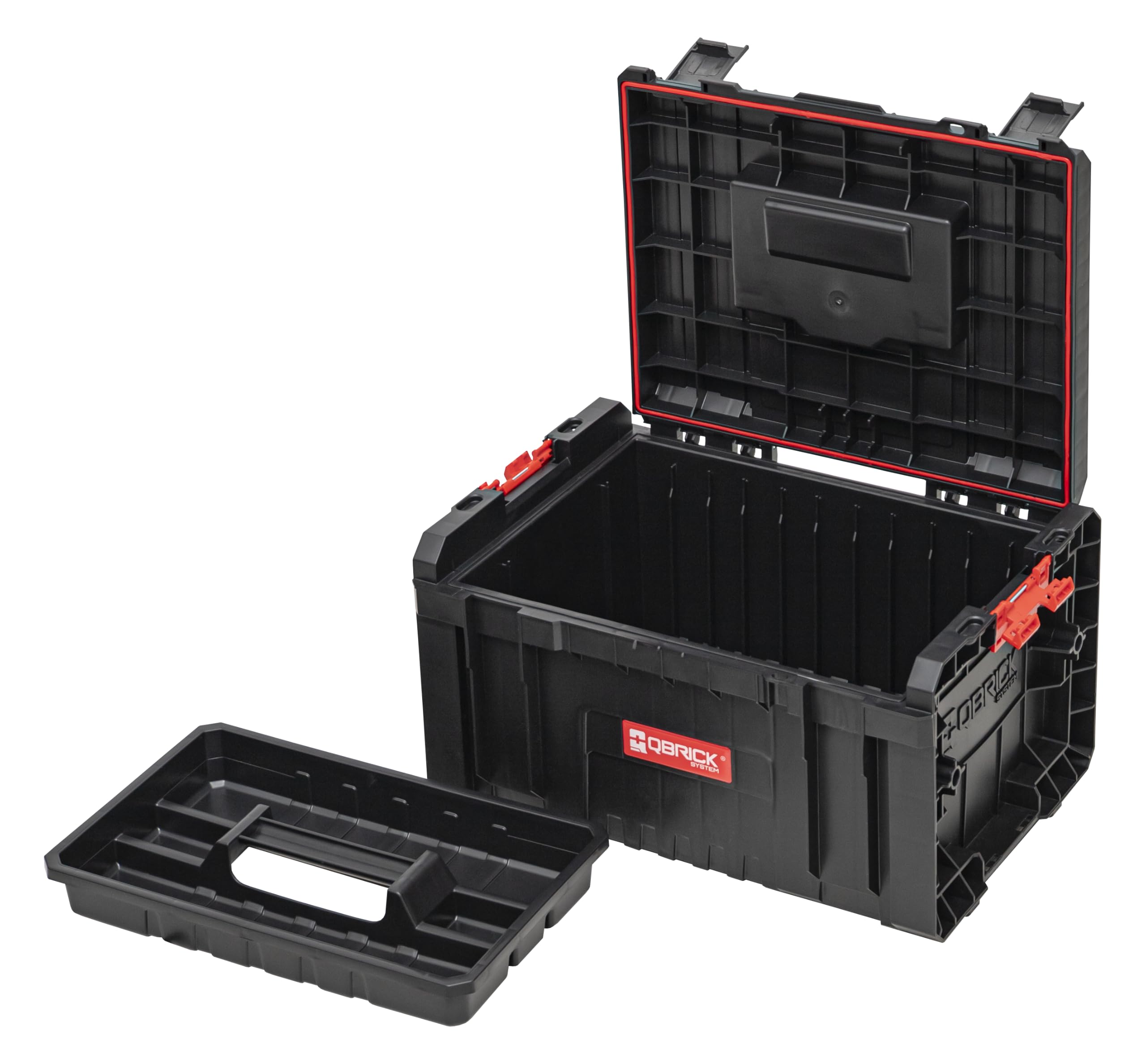 Qbrick System Werkzeugkoffer Werkzeugkasten Leer Werkzeugkiste PRO Toolbox 2.0 Schwarz Rot 450 x 334 x 240 mm