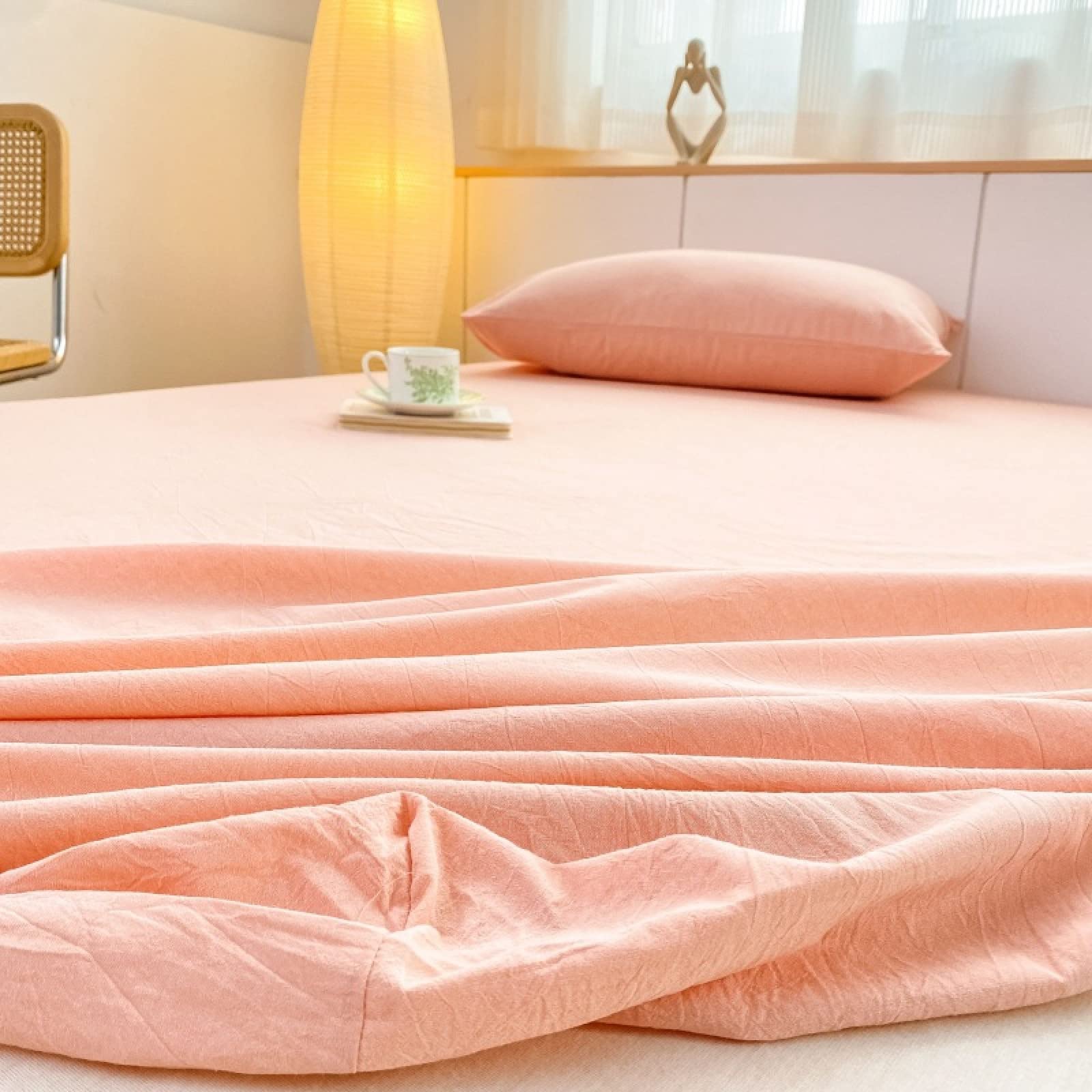 Sábanas bajeras de colchón de algodón puro de color sólido, protector de colchón para dormitorio, hotel, algodón lavado, funda de almohada a cuadros, marrón, 120 x 200 cm (2 unidades)