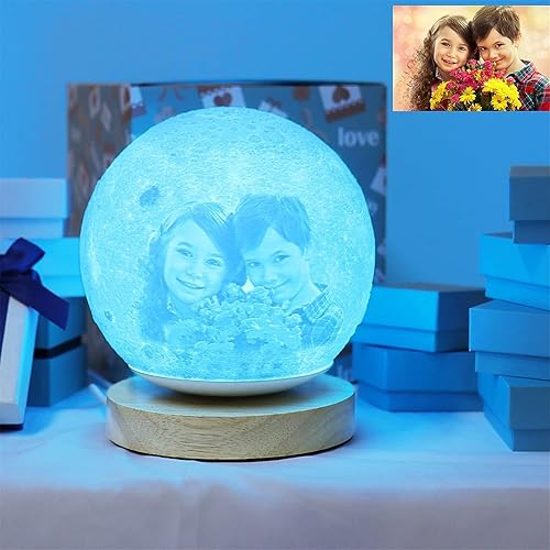 Miniatura 6 de Lámpara de noche personalizada en 16 colores Impresión en 3D Carga USB Lámpara de luna Luz de noche para niños Regalo de Navidad para mujeres