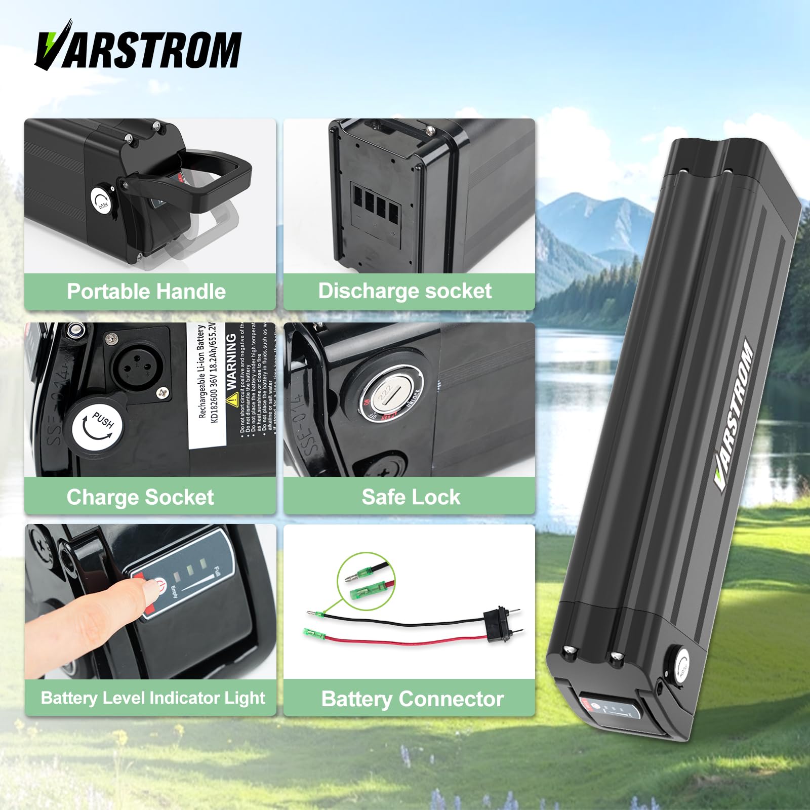 Batterie de Velo Electrique 36V 18.2Ah pour Moteurs 36V | Batterie Lithium Ebike pour Batterie Ebike