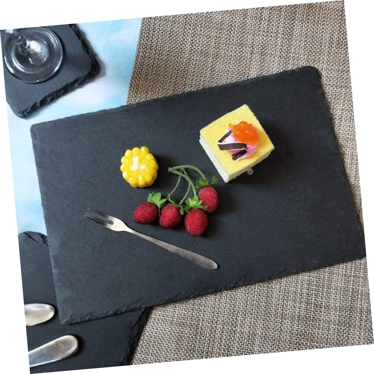 Luxshiny 2pcs Elegant Cutting Board Multi-function Dessert Tray Steak Plate Japanese Sushi Plate for Household