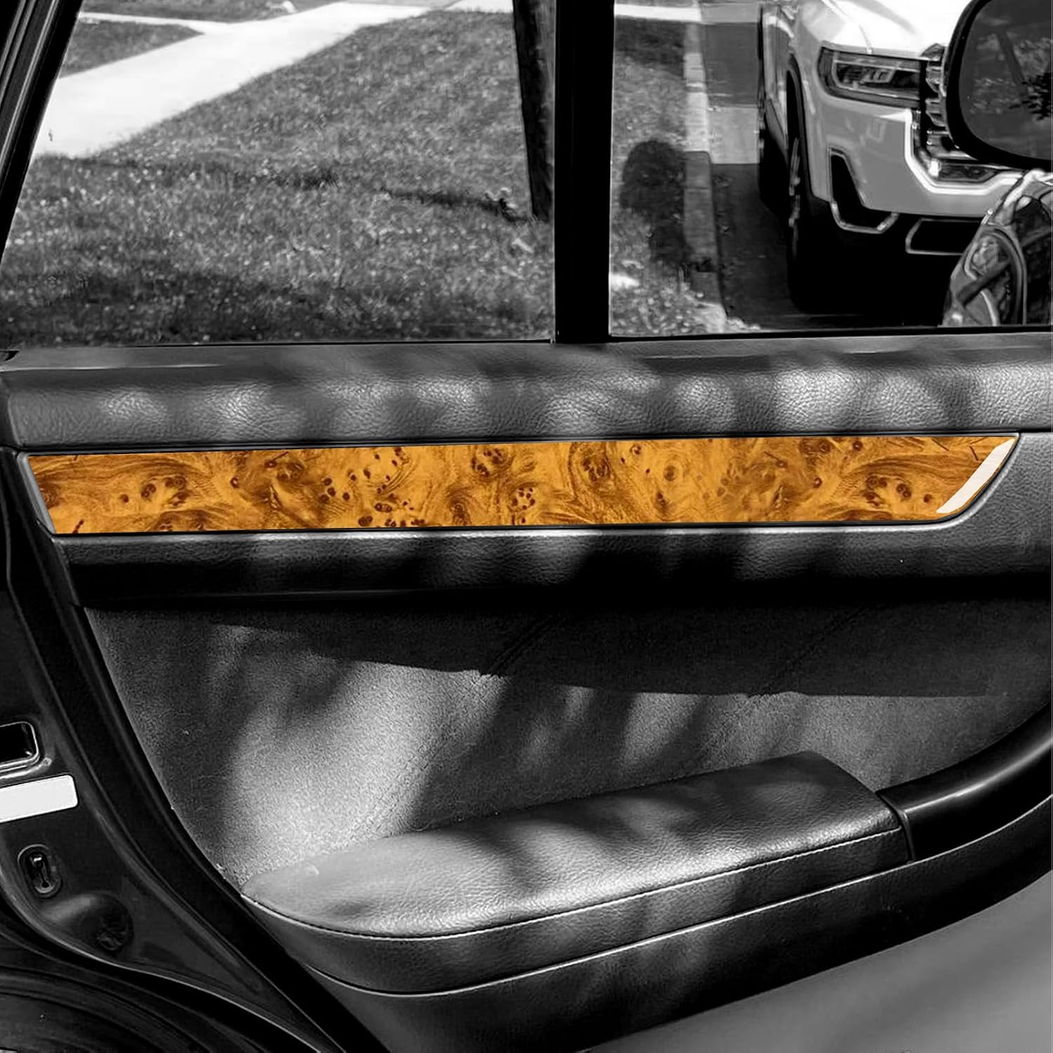 Wood Grain Sticker-Car Inner Door Panel Anti-Scratch Decorative Strip Trim Sticker Compatible with Toyota 4Runner 4 Runner(N210) 2003 2004 2005 2006 2007 2008 2009 SR5/Sport Edition/Limited