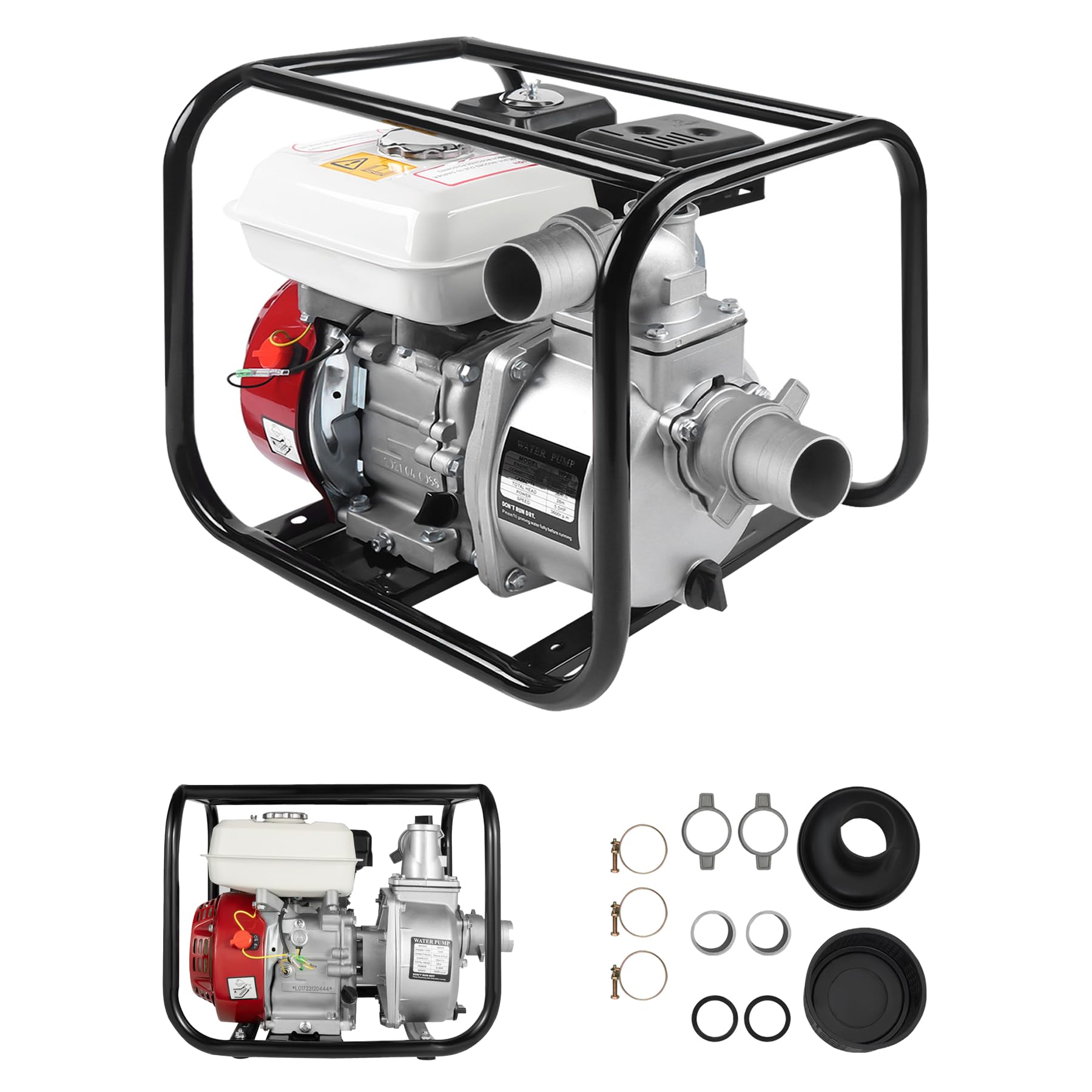 4 Temps 6,5 CV Pompe à Eau Thermique Essence 201CC Motopompe | 36 M³/H Hauteur de Refoulement 28 M, Pour Irrigation, Jardin, Étang, Agriculture et Transfert d’Eau