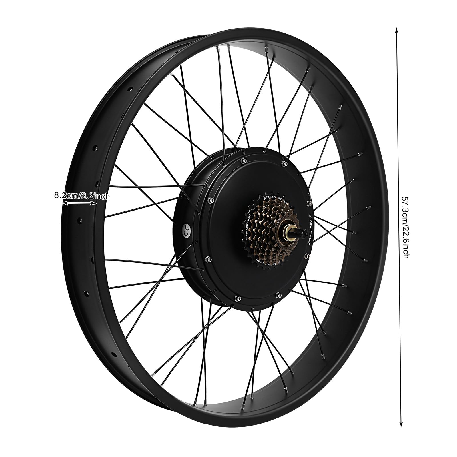 Juego de conversión de bicicleta eléctrica de 48 V 1500 W, kit de motor de 26 pulgadas para rueda trasera con pantalla LCD y controlador de 35 A, adecuado para vehículo de nieve y bicicleta