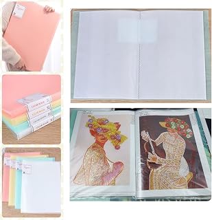 A3 Diamond Painting Storage Book 30 Pags,Art Portfolio Painting Storage Book Clear Pockets Sleeves Protectors for Artwork, Report Sheet, Letter Album Folder Storage Bag 44 X 32.5 cm (Blue)