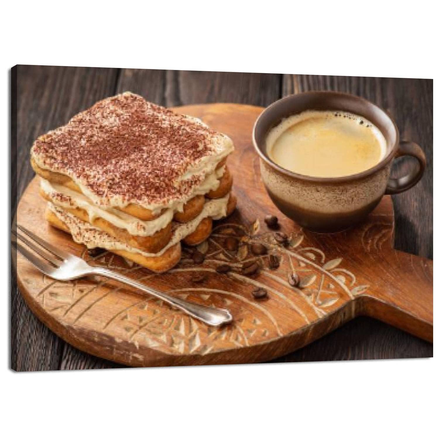 Canvas Wall Art Prints Homemade tiramisu cake italian dessert Paintings Poster Artwork Home Decor Re