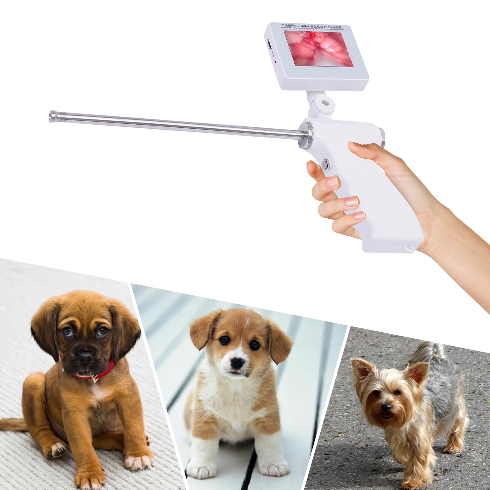 Epheralty Professional Visual Insemination Kit, 3.5" Screen AI Breeding Machine, Waterproof Camera Visual Dog Artificial Insemination Gun Kit,