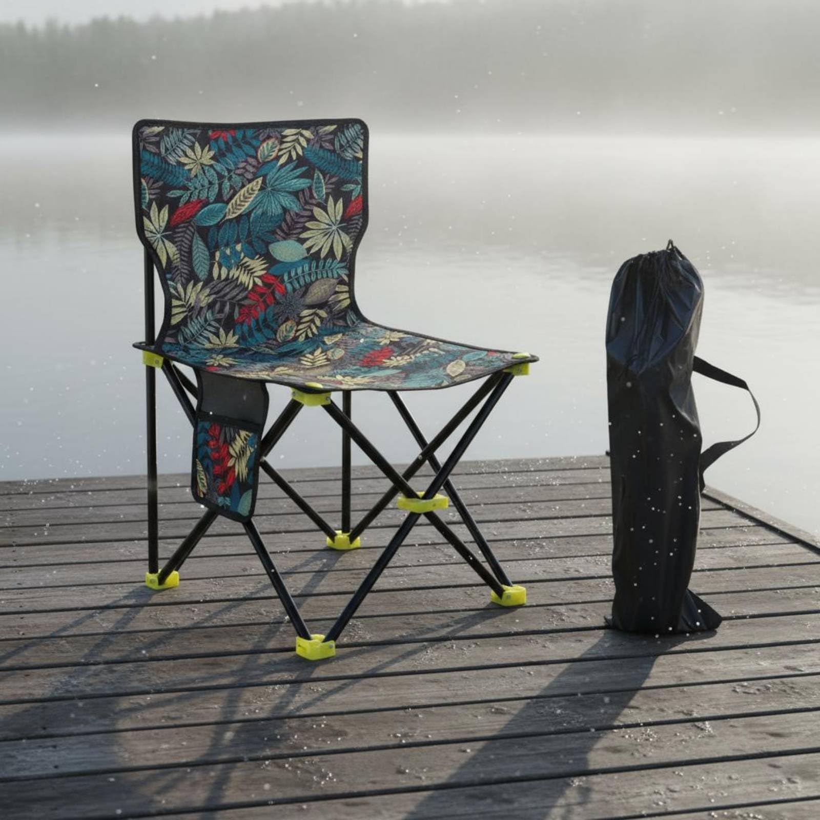 Baoblaze Sedia da Pesca Pieghevole Sedia Sgabello Seggiolino Portatile Oxford Metallo Leggera con Telaio E Piedini Antiscivolo Adatta a Pesca Campeggio Picnic, Xl, Con Presa