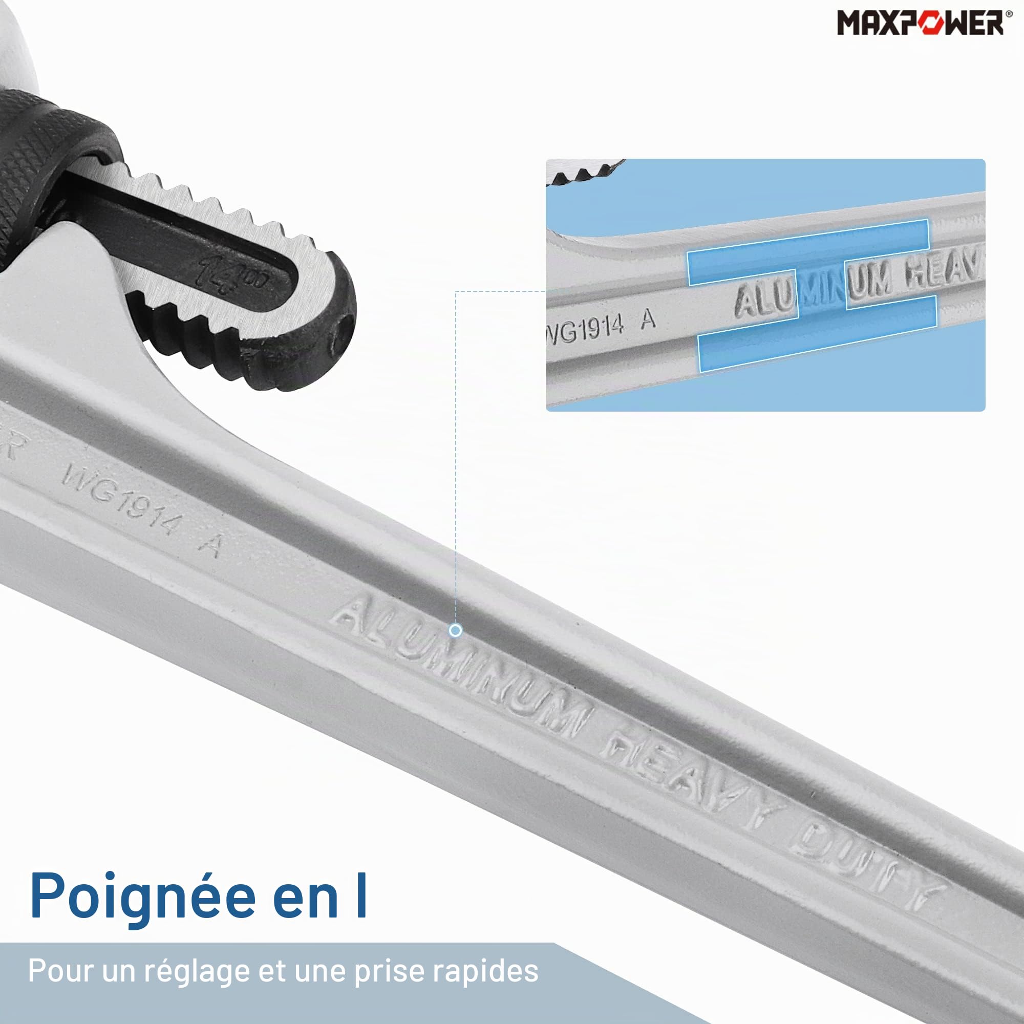 MaxPower Cle a Griffe 350 mm, Clé Serre-tubes STILLSON,Clé à griffe 14" Multifonctionnelles Ultra-Résistante