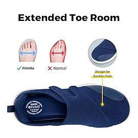 FitVille Diabetic Shoes for Men Extra Wide Width Orthopedic Slip-on Shoes Adjustable Closure Walking Sneakers with Arch Support Cushioning Therapeutic for Swollen Feet
