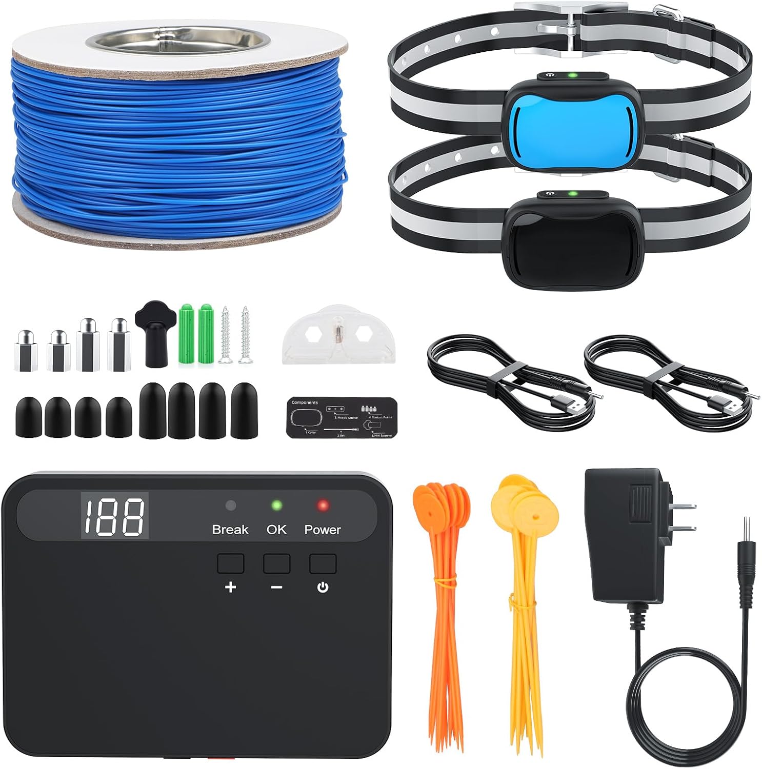 PcEoTllar Electric Fence for Dogs, Underground Dog Fence with 656Ft Wire, 2 Waterproof Collar, Rechargeable Electric Fence for Small Medium Large Dogs