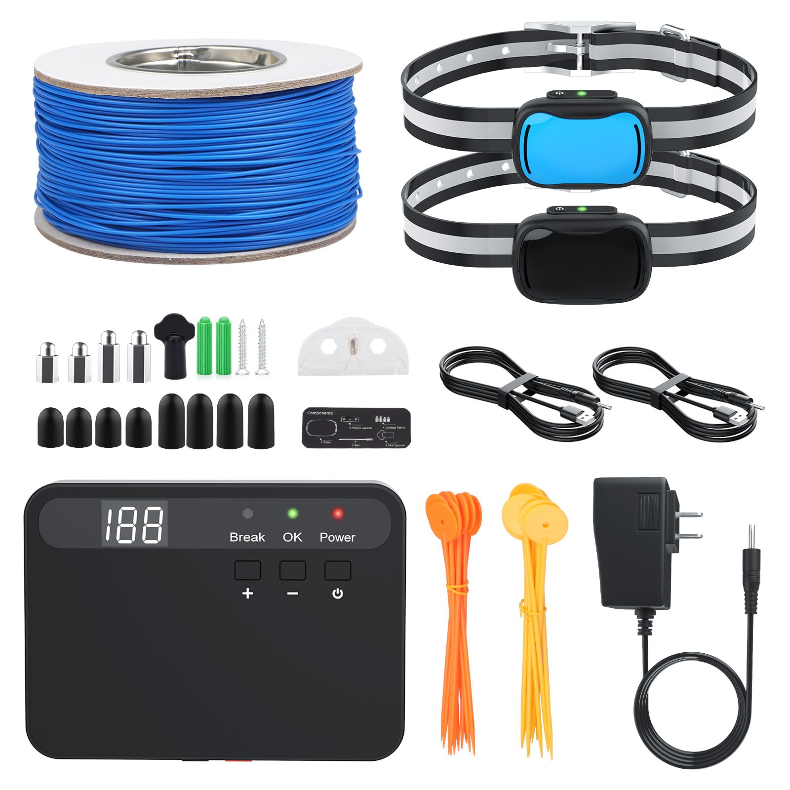 Photo 1 of PcEoTllar Electric Fence for Dogs, Underground Dog Fence with 656Ft Wire, 2 Waterproof Collar, Rechargeable Electric Fence for Small Medium Large Dogs