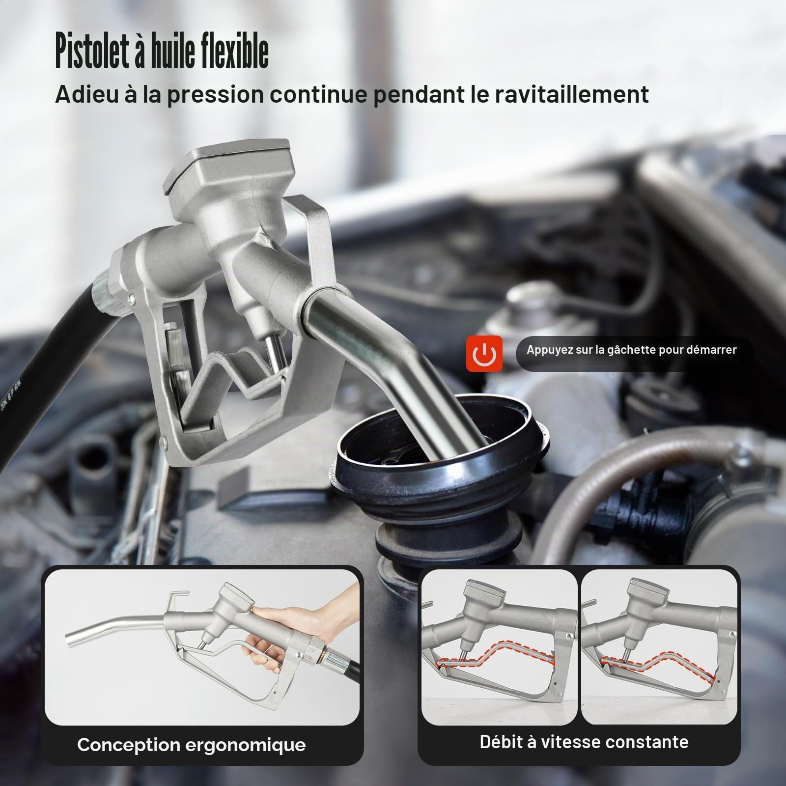 Pompe a Gasoil Electrique 220V Pompe Carburant 200W 45L/min Pompe Fioul pour auto avec compteur Pistolet de distribution automatique