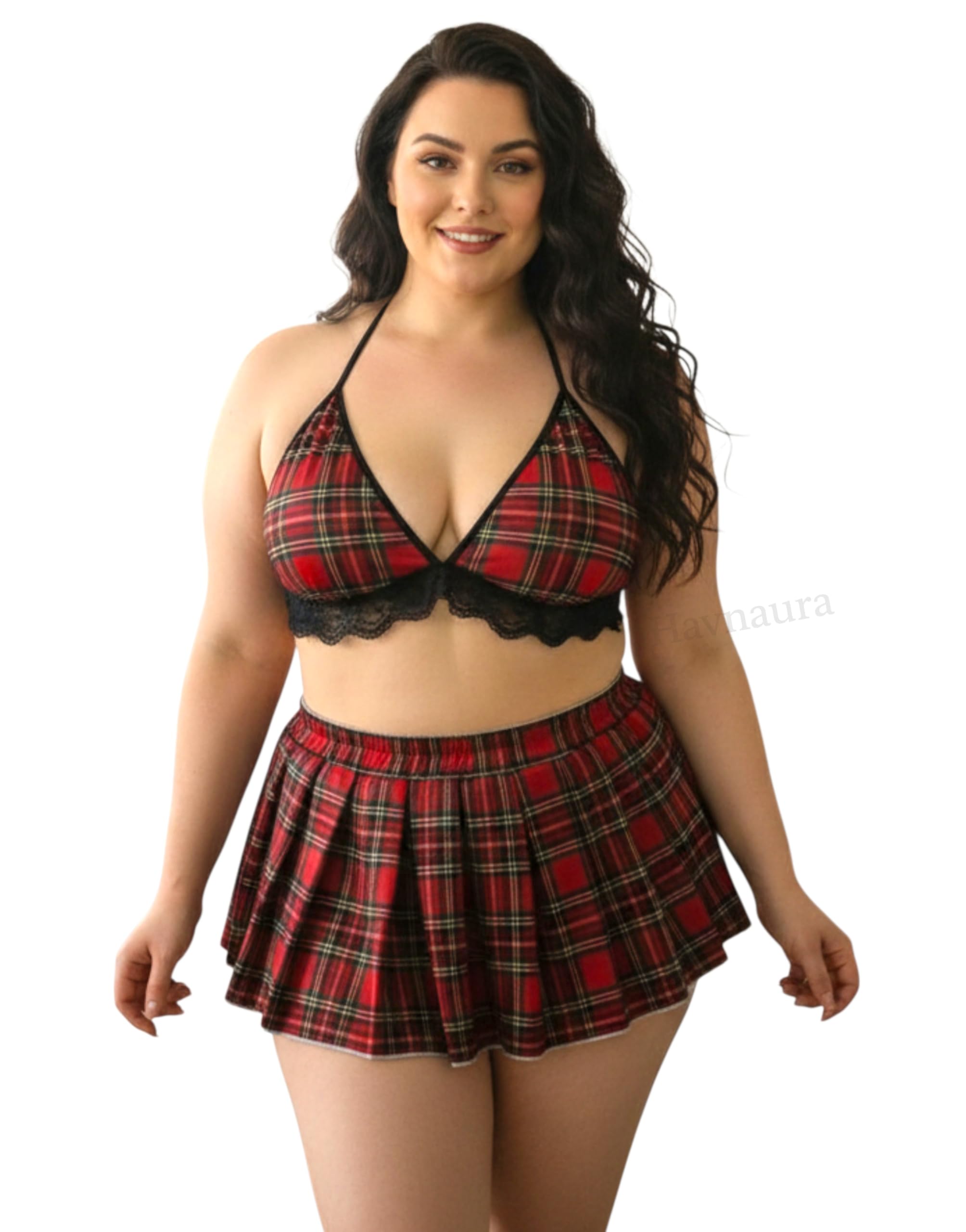 Babydoll Lingerie Set for Women | Sexy Honeymoon Night Dress Bridal Babydoll Nightwear | Romantic Plaid Sleepwear Nighty | Stylish Lingerie Dress | Women Sexy School Red Checkered-picture-26