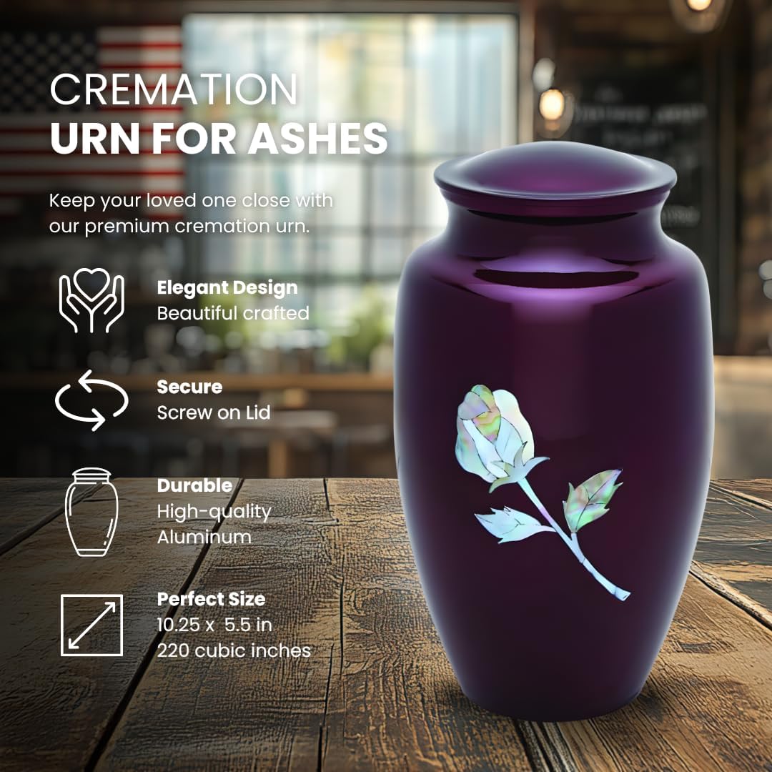 MOP Rose on Burgundy Adult Cremation Urn