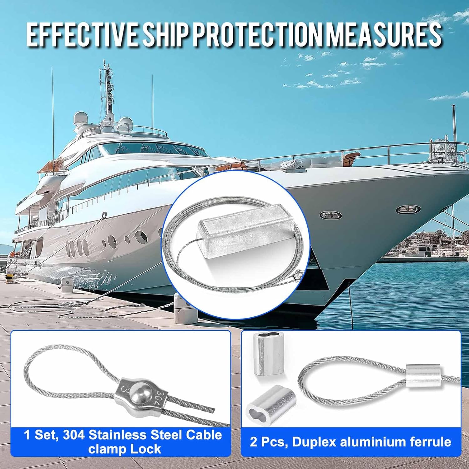 4 Pcs Zinc Anode for Boat Lifts, 2.2lb Anti-Electrolysis Zinc Anode for Saltwater Pool, Sacrificial Boat Zinc Anode for Dock Protection with 10 FT 316. Stainless Steel Cable & 3 Crimps Accessories