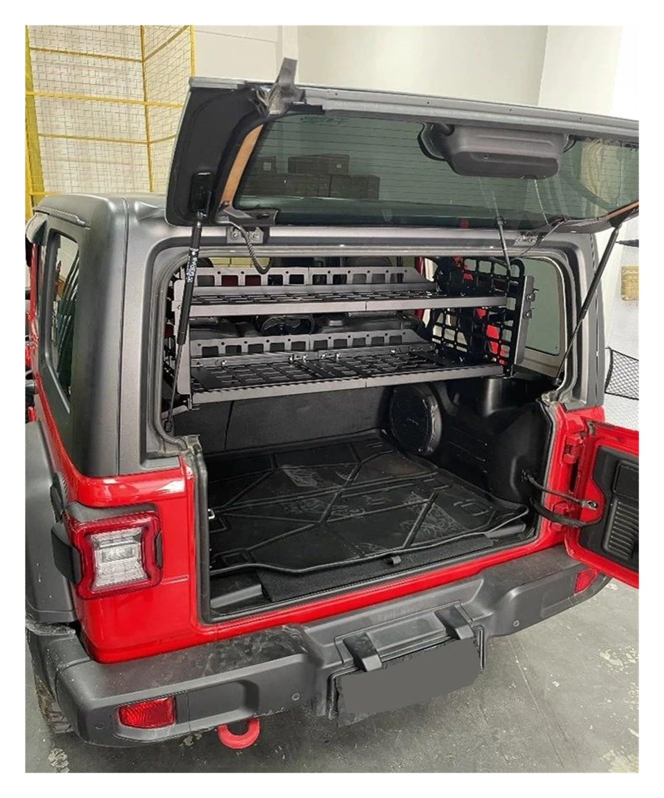 Cofano Bagagliaio Hardtop Pannelli Stoccaggio Modulare Tronco in Alluminio Scaffale Interno Bagagli Carrier per Jeep per Wrangler JL 2018-2023 4 Porte Cover Telo Sicurezza(5)