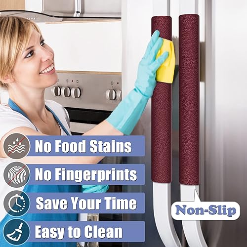 Vista 21 de Fundas para manijas de puerta de refrigerador, 5 unidades, fundas de cuero para manijas de electrodomésticos de cocina, mantienen tu refrigerador