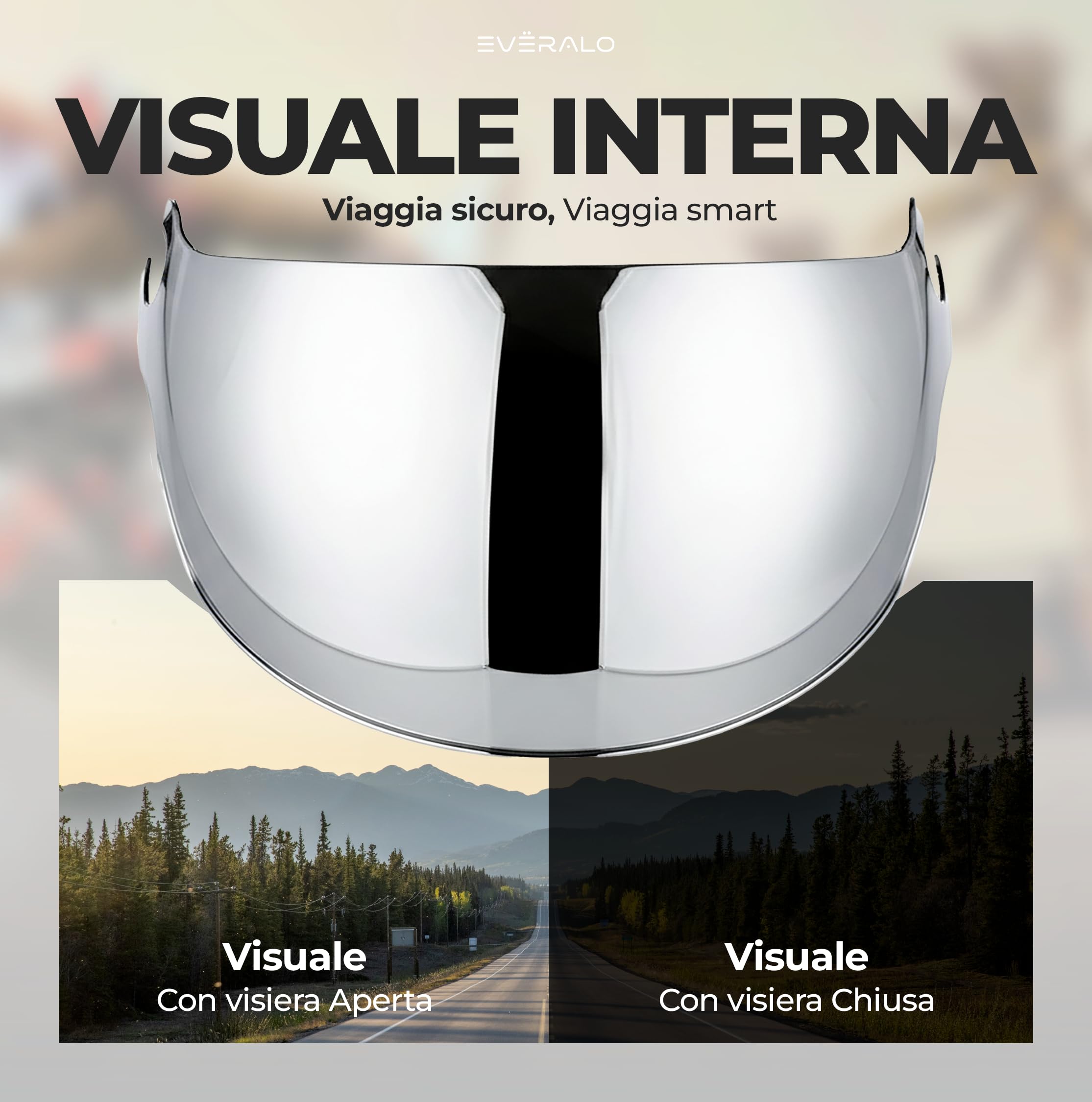 Visiera Compatibile con LS2 OF562 Airflow 1 - OF558 Sphere - Sphere Lux - Sphere Lux II - Visiere Casco Jet (Argento Cromo)