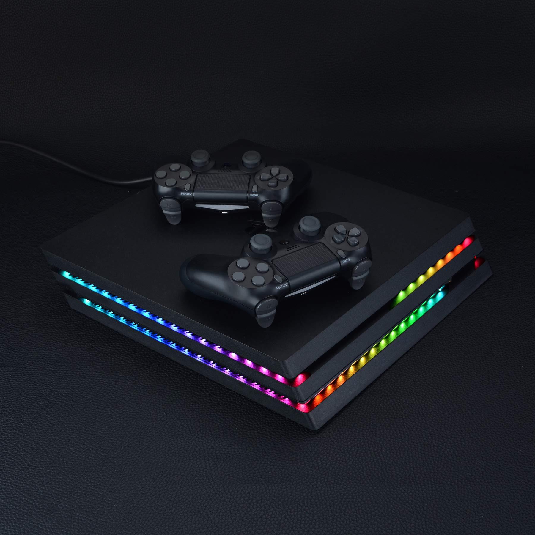 eXtremeRate LED Strip für PS4 Pro Konsole,RGB LED Streifen Lichterkette,7 Farben 29 Effekte LED Lichtleiste Band inkl. IR Fernbedienung