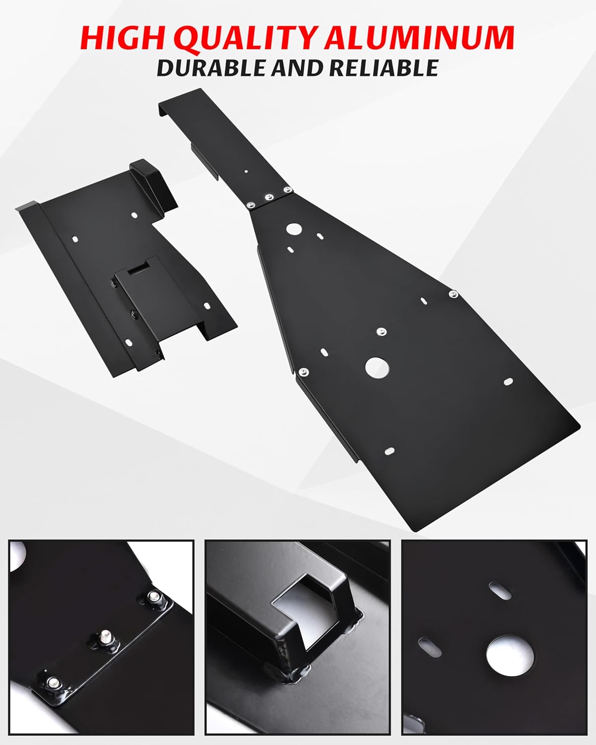 SAUTVS Aluminum Frame Skid Plate & Swing Arm Skid Plate Gaurd Kit for Yamaha Raptor 700 700R 2006-2025 Accessories, Black Combined Full Chassis Protector