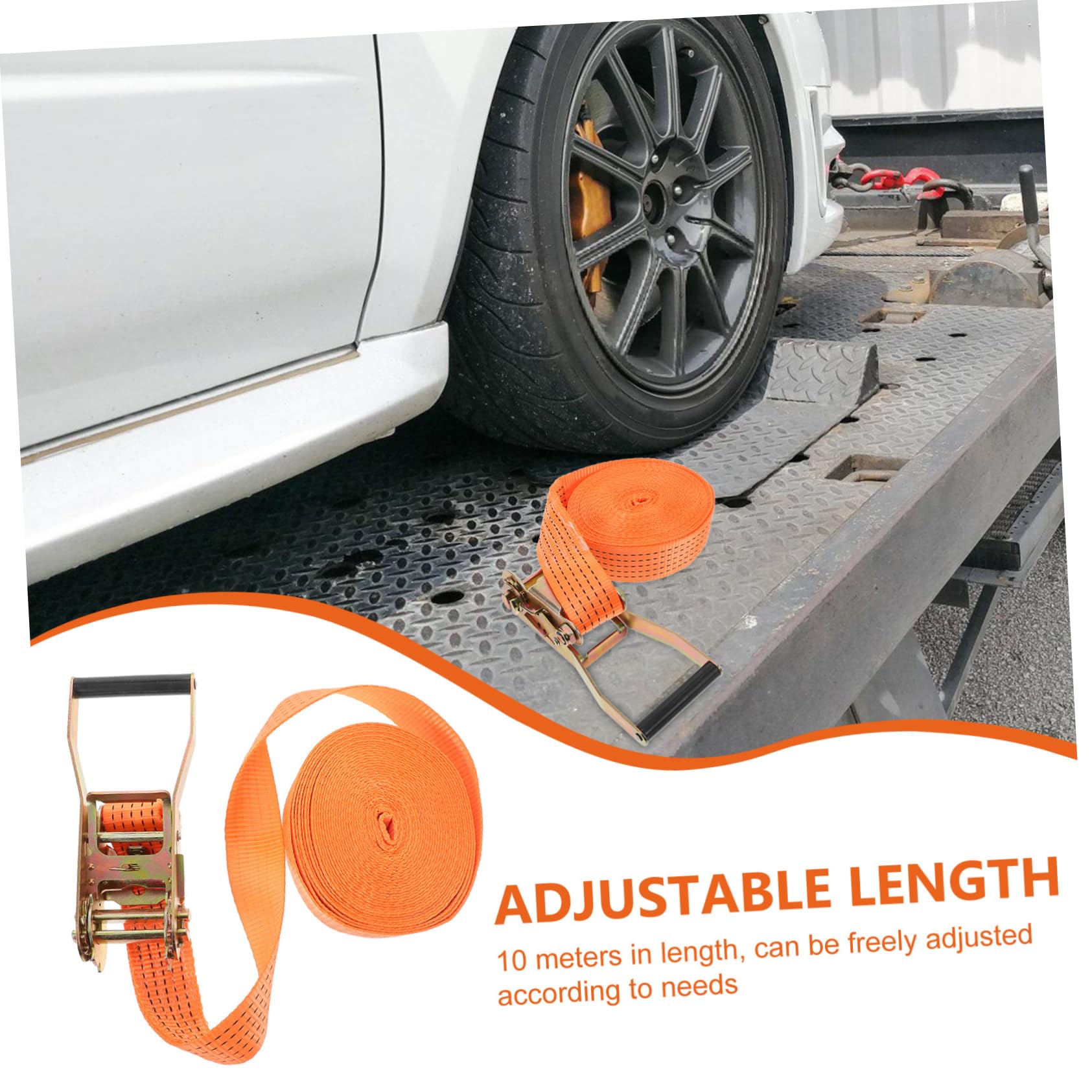 Sangle à Cliquet 3 Ton en Polyester et Métal, Orange | Multi-usages pour Bagages et Chargement, Serrage à Cliquet, Maintien Fiable