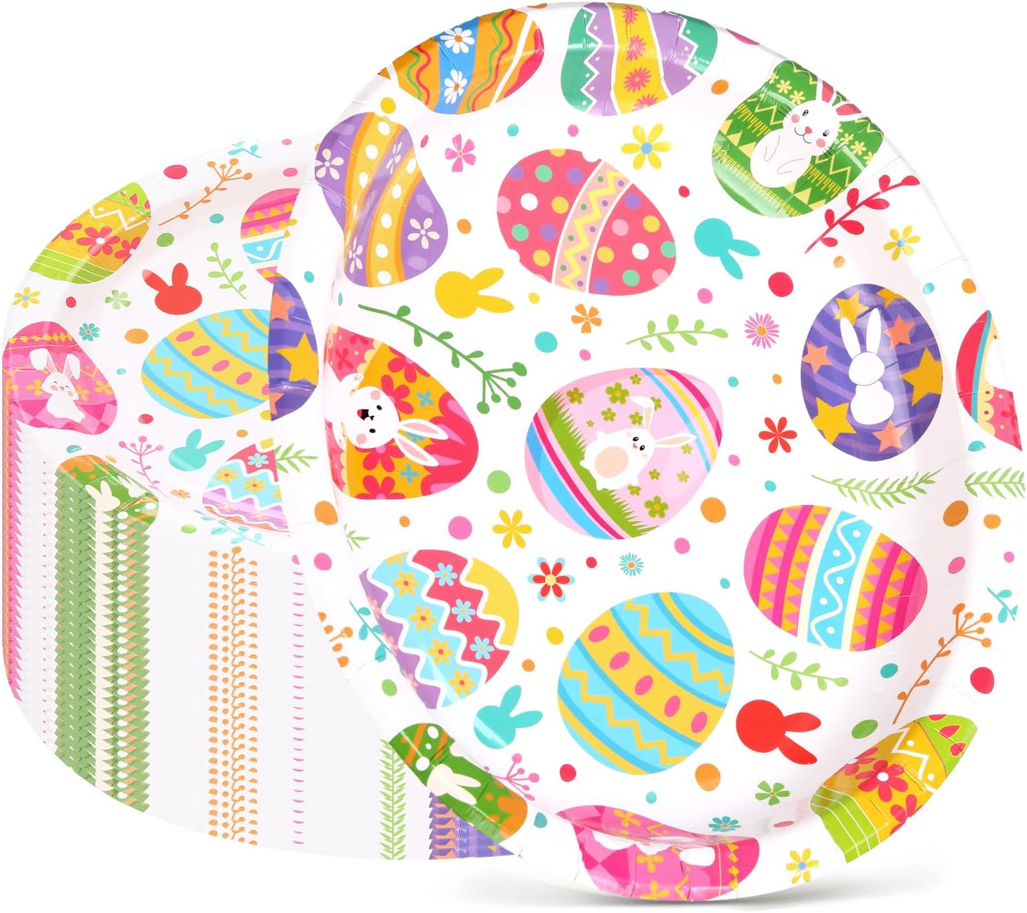Yungyan 50 Pcs Easter Oval Paper Plates 10" x 12" Large Disposable Heavy Duty Bunny Egg Dinner Plates Rabbit Dessert Plate for Easter Spring Holiday Birthday Wedding Party Supplies