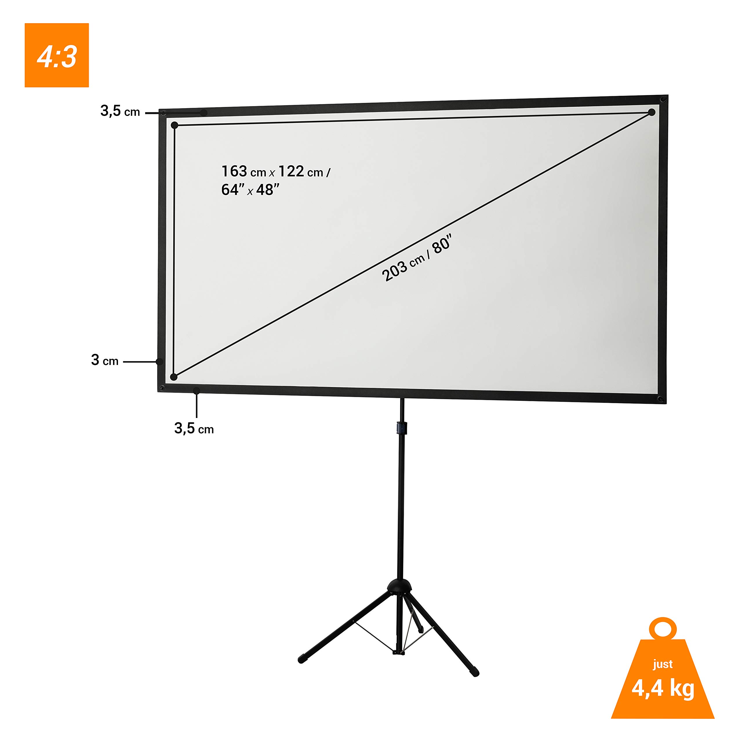 celexon 80" Tripod Projector Screen Ultra Lightweight, 43 Format, 11