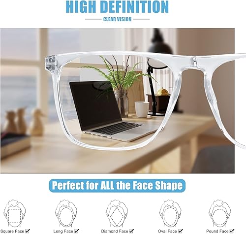 Miniatura 9 de WEMOOTANTS Lentes de lectura de gran tamaño para hombre, 1.25, cuadrados, lectores ligeros, de moda, para lector de nerd 1.00, 1.25+ 1.50, 1.75,