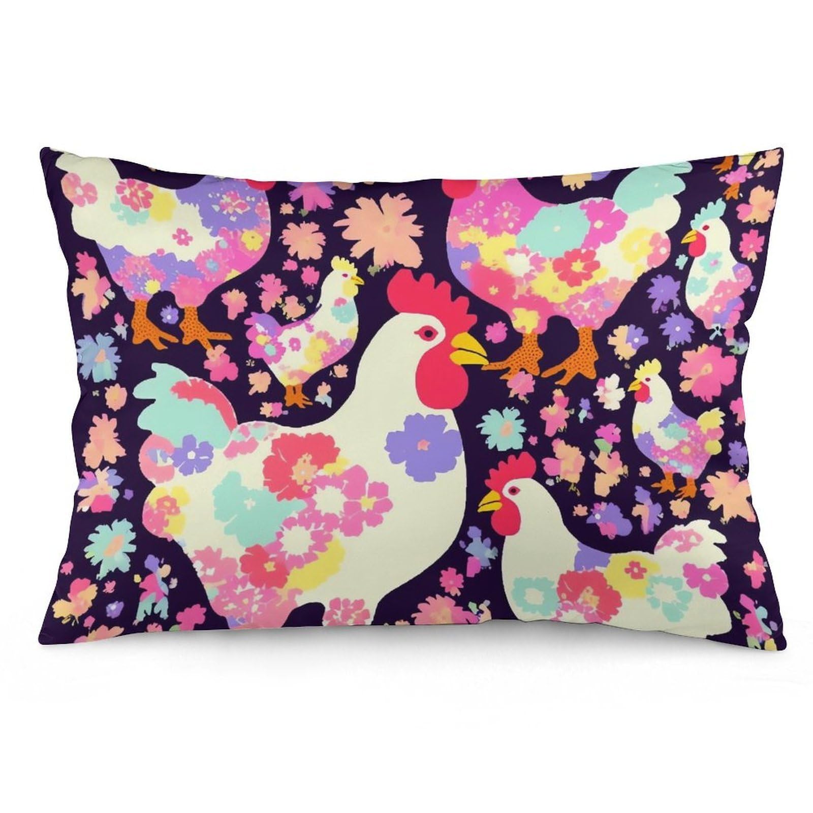 NTVOWPZO 2 Pack Decoration Throw Pillow Covers 16 "x24 Pillowcases Covers Flower Heart Chicken Pillowcases Modern Farmhouse Home Decor Sofa Cushions Covers for Couch Bed Living Room