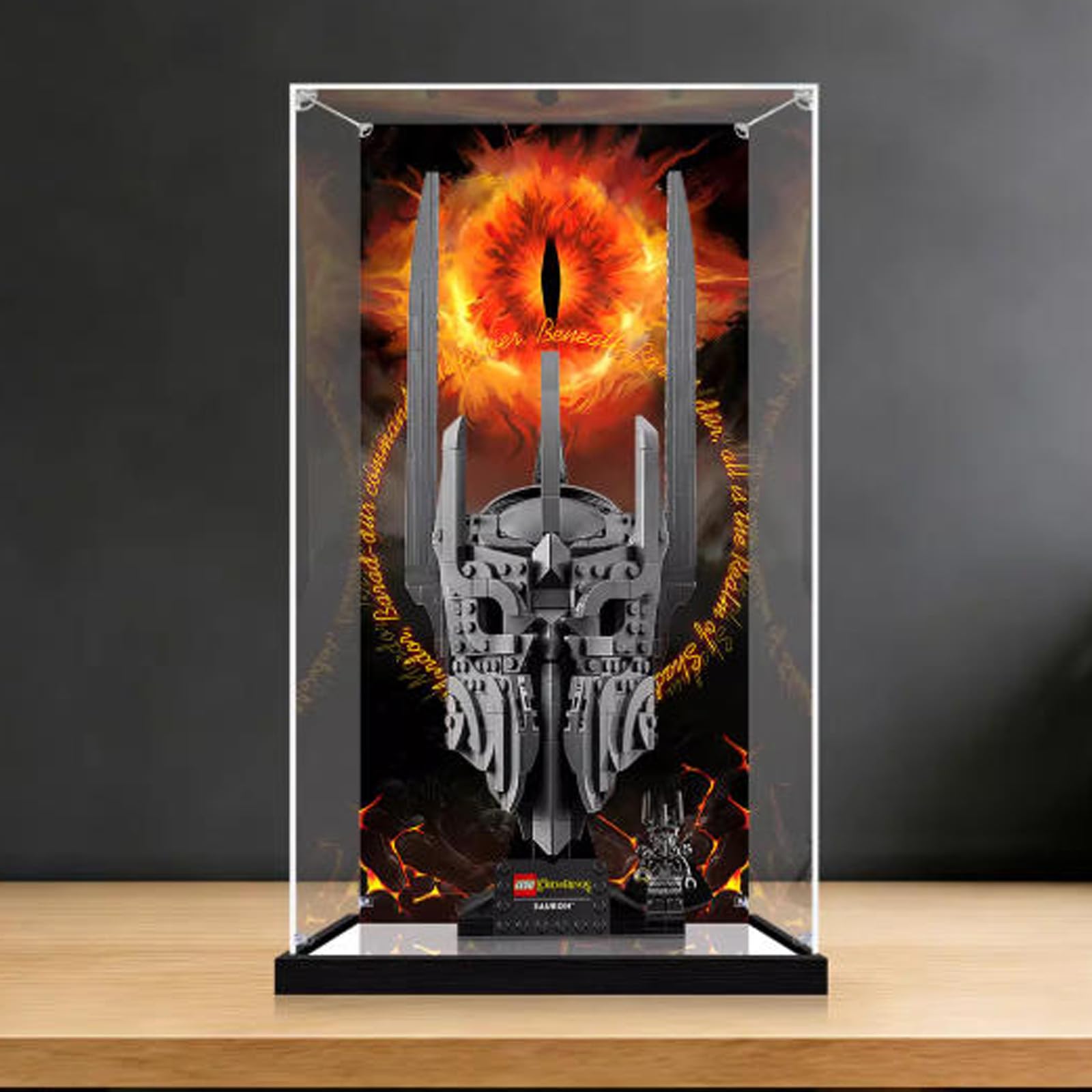Akrylowa witryna kompatybilna z modelem kasku Lego 11373 Sauron, pyłoszczelne, przezroczyste pudełko do przechowywania, kompatybilne z Lego 11373 (model nie jest dołączony)
