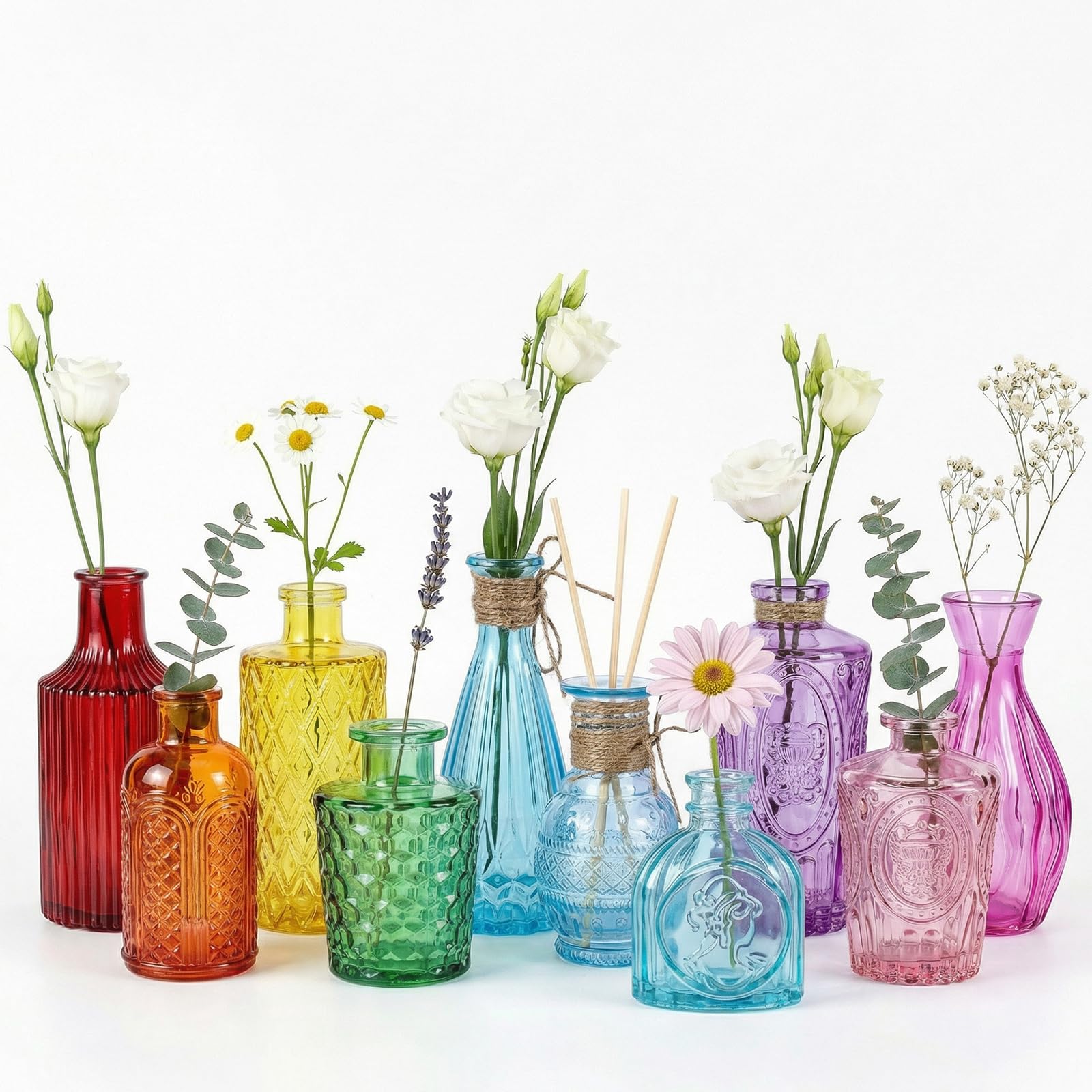 36 Glass Bud Vases - Colorful Gradient Set -9 36 Glass Bud Vases - Colorful Gradient Set -9