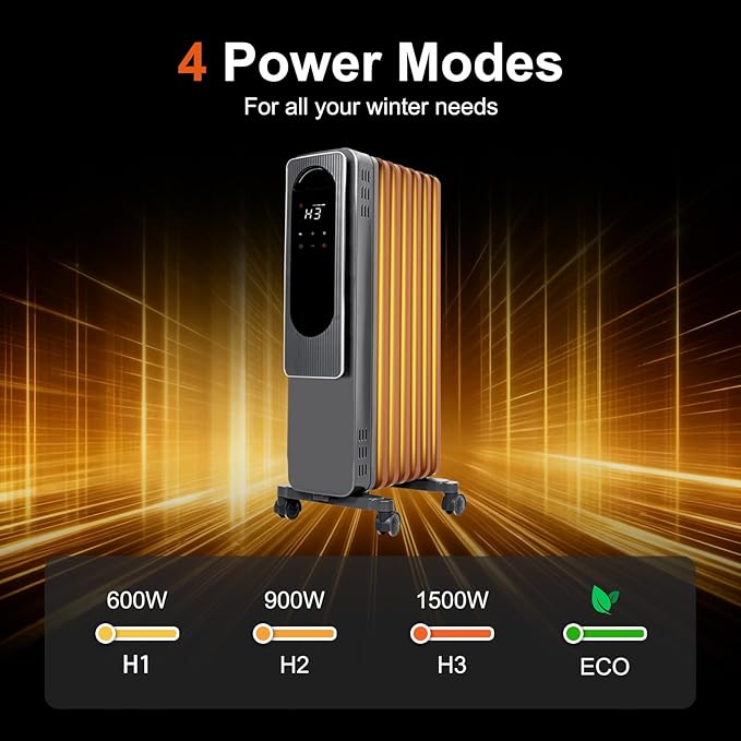 Calefactor Eléctrico Radiador Portátil 1500W 120V con Termostato y ECO miniatura 6