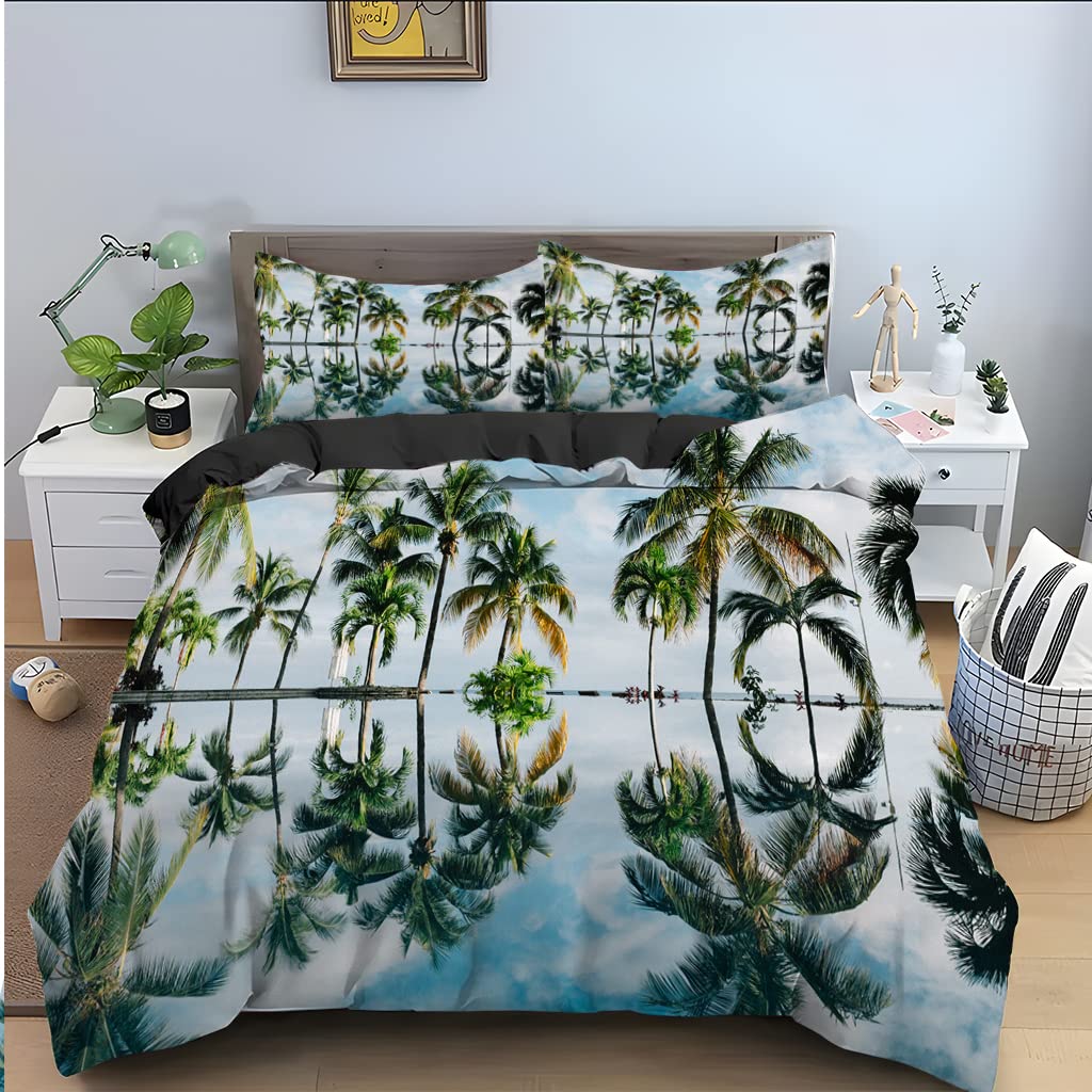 Parure de lit 220x240 sans pli en microfibre 110 g/㎡ bleu mer