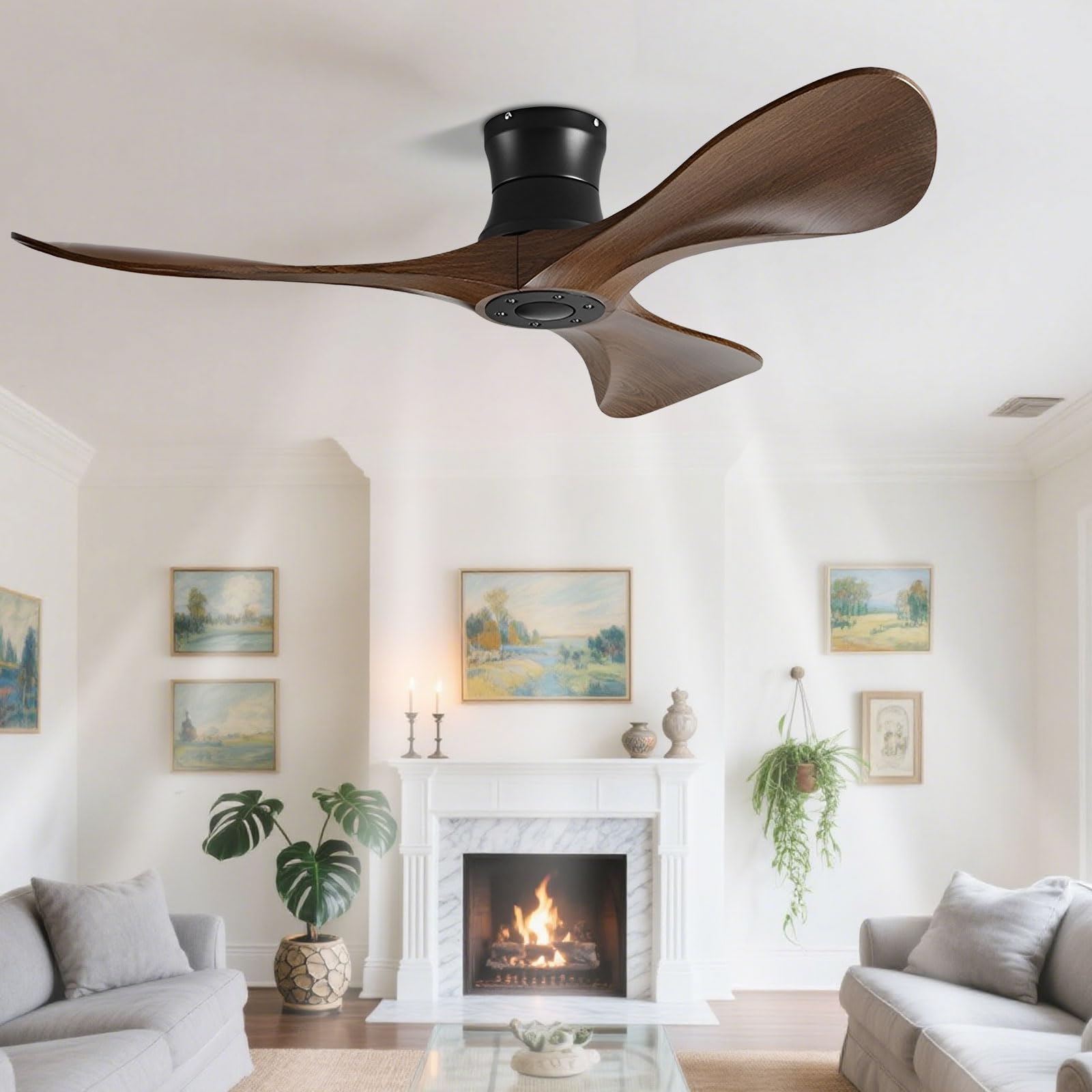 Ventilateur de plafond discret pour chambre et salon design avec commande à distance