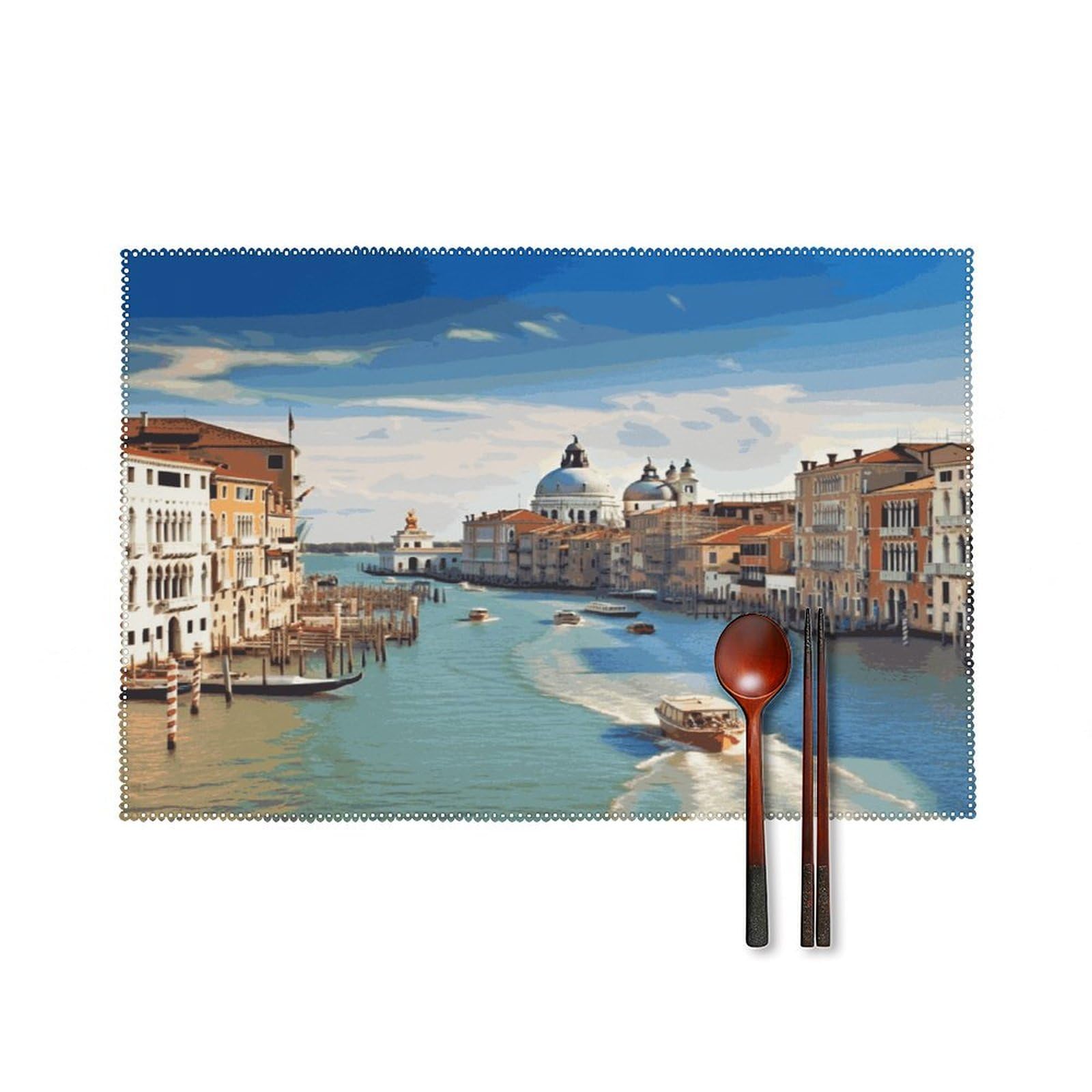 Fekiloot Style Grand Canal In Italy Placemats Set Of 6,Table Mat