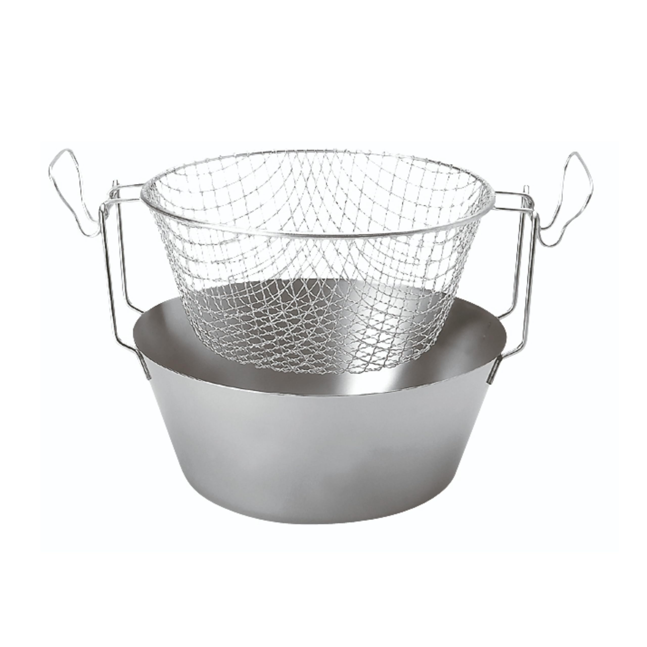 Artame ART23226 – Friteuse inox traditionnelle dite friteuse du Nord fond thermique et panier acier étamé - Ø 26cm, 3.6l
